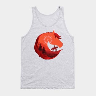 Horse Head Trail Riding Silhouette • Red Tank Top